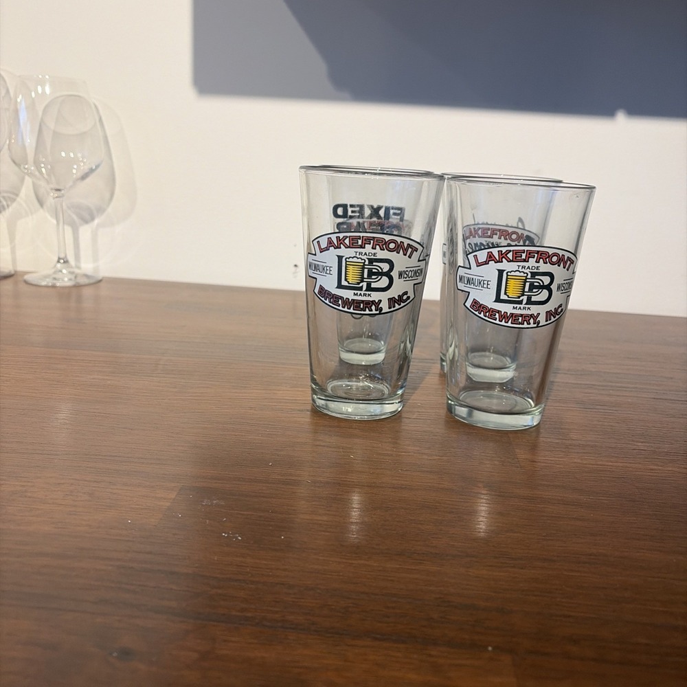 Set Of 4 Lakefront Brewery Milwaukee Wisconsin Beer Pint Cocktail Drinking Glass